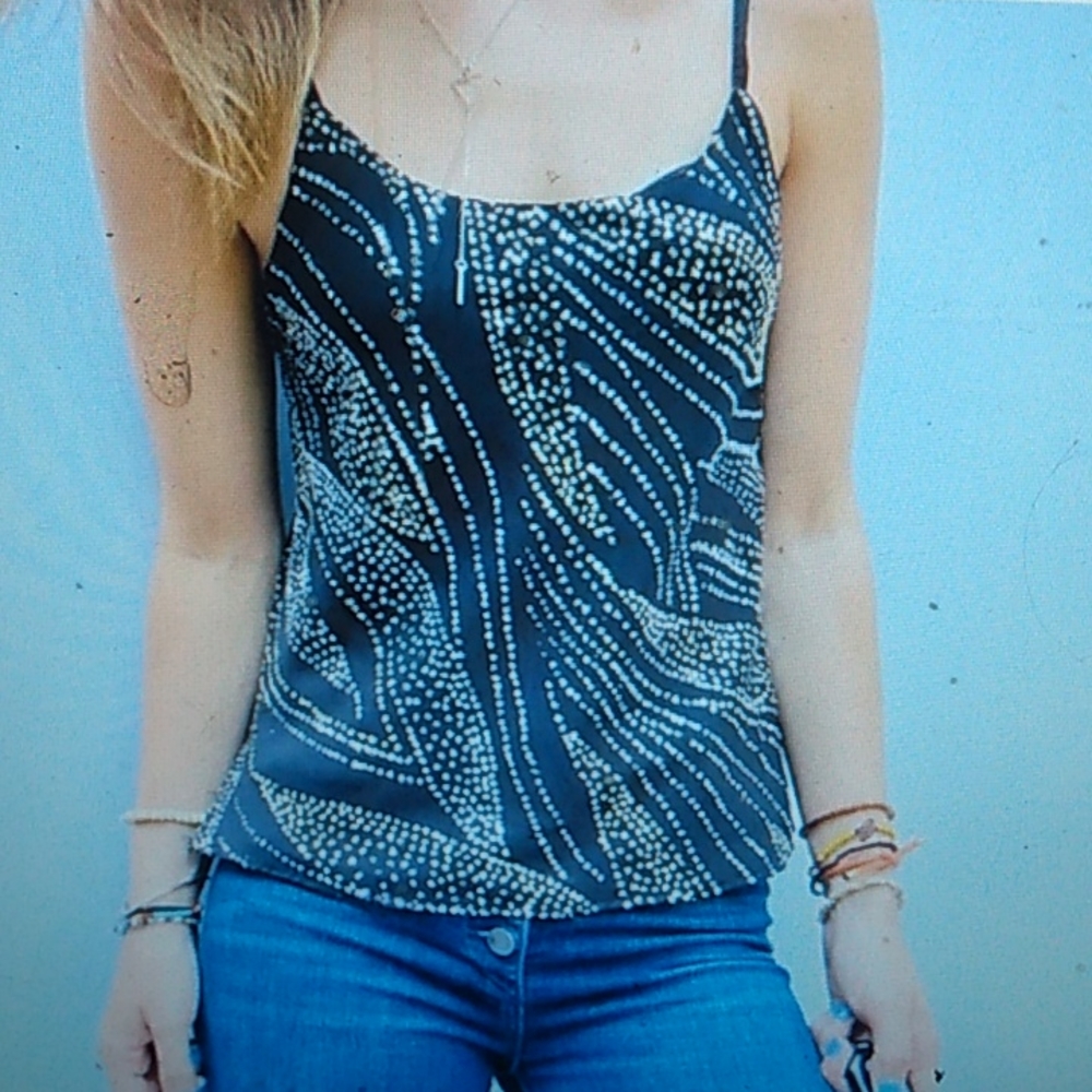 Vintage Sz 12 Glances Los Angeles Metallic Beaded Tank Top Dead Stock NWT